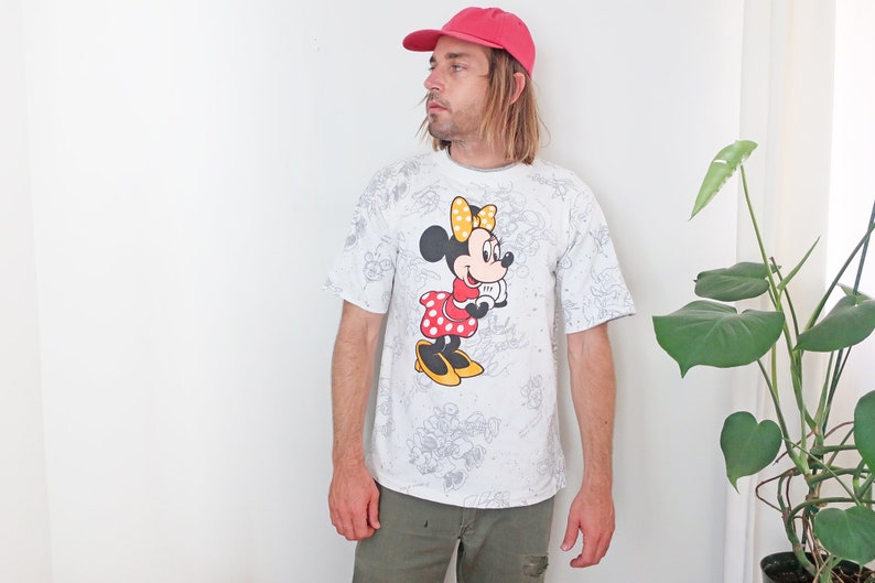 vintage t shirt Minnie Mouse shirt 90s Disney tee 1990s Minnie Mouse all over print Disney Originals t shirt Large