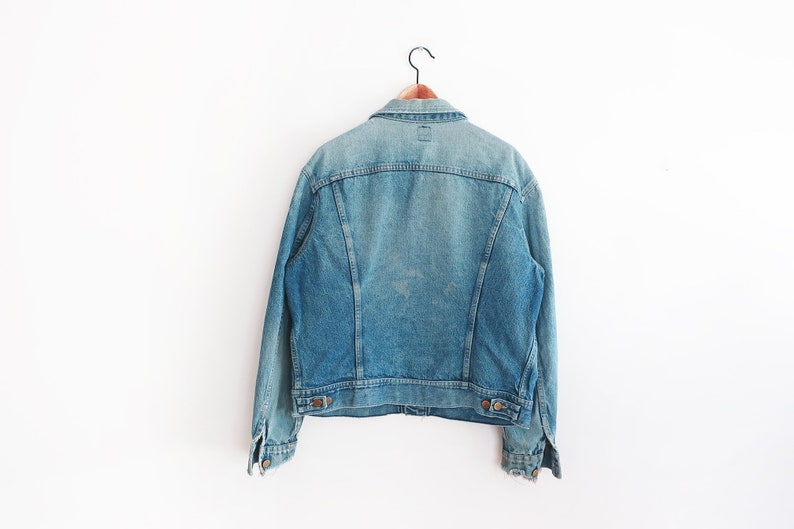 vintage denim jacket vintage Lee jacket thrashed denim 1980s distressed Lee Riders oversize denim jacket XL