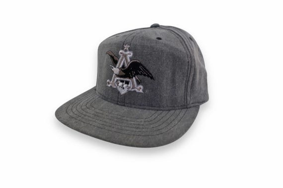 vintage beer hat / Anheuser Busch hat / 1990s Anheuser Busch grey strapback beer hat cap