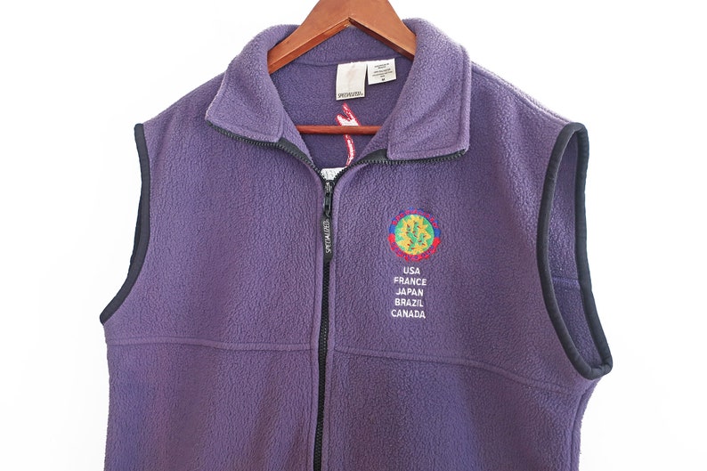 Gilet polaire des années 90 / Vélos spécialisés / 1990s Specialized Cactus Cup Mountain Bike Cycling violet polaire zip up gilet Medium image 2