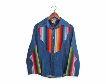 Vintage Vintage Jeansjacke / Southwestern Denim Jacket / 1970er Jahre Southwestern Denim Jacke Small