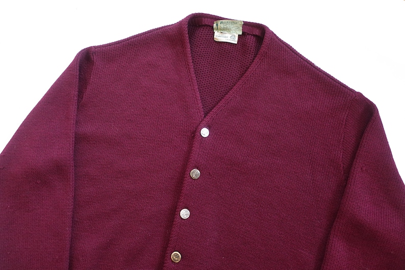 vintage cardigan / baggy cardigan / 1960s burgundy wool knit oversize grandpa Kurt Cobain cardigan XXL image 3
