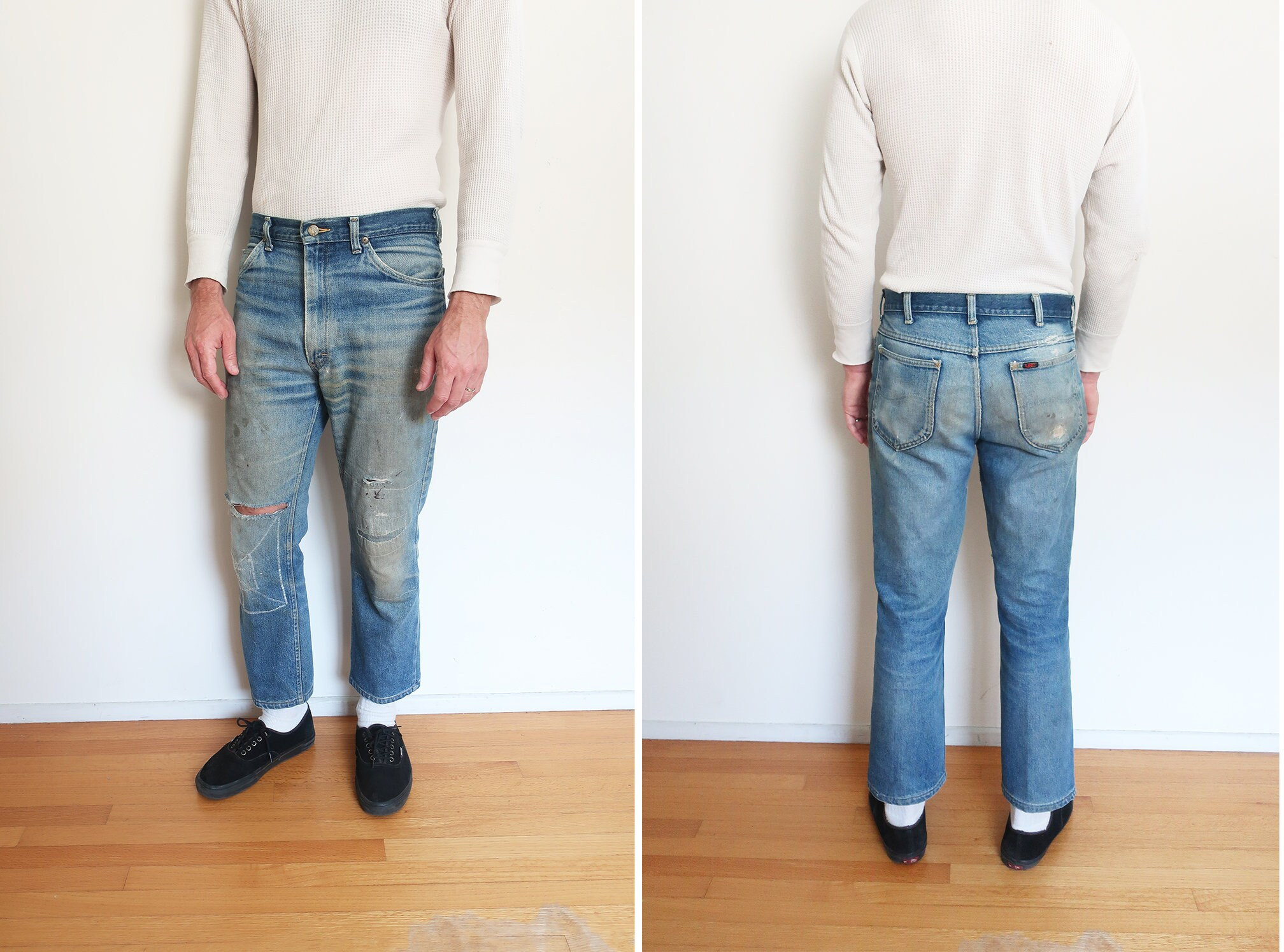 Denimot - Washed Knee Patch Jeans