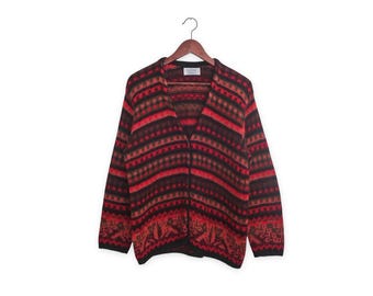 Vintage Cardigan / Mohair Cardigan / 1960s Campus Fuzzy Mohair