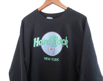 Hard Rock sweatshirt / New York sweatshirt / 1980s Hard Rock Cafe New York black raglan sweatshirt XL