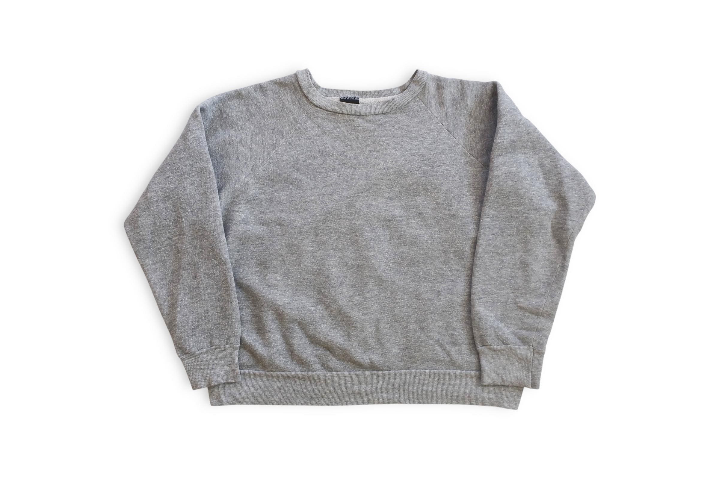 Sweat Vintage Homme Années 60 - Creslan Casual Rayé Bleu - Taille L