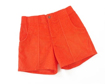 vintage OP shorts / corduroy shorts / 1990s OP orange corduroy elastic waist shorts 32