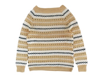 vintage sweater / striped sweater / Fair Isle sweater / 1960s Fair Isle striped wool knit sweater Large