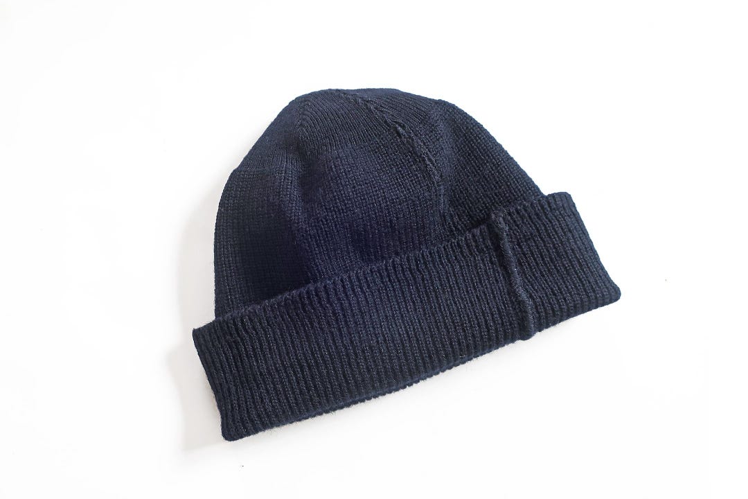 USN Watch Cap / Vintage Navy Beanie / 1960s USN Wool Knit Watch