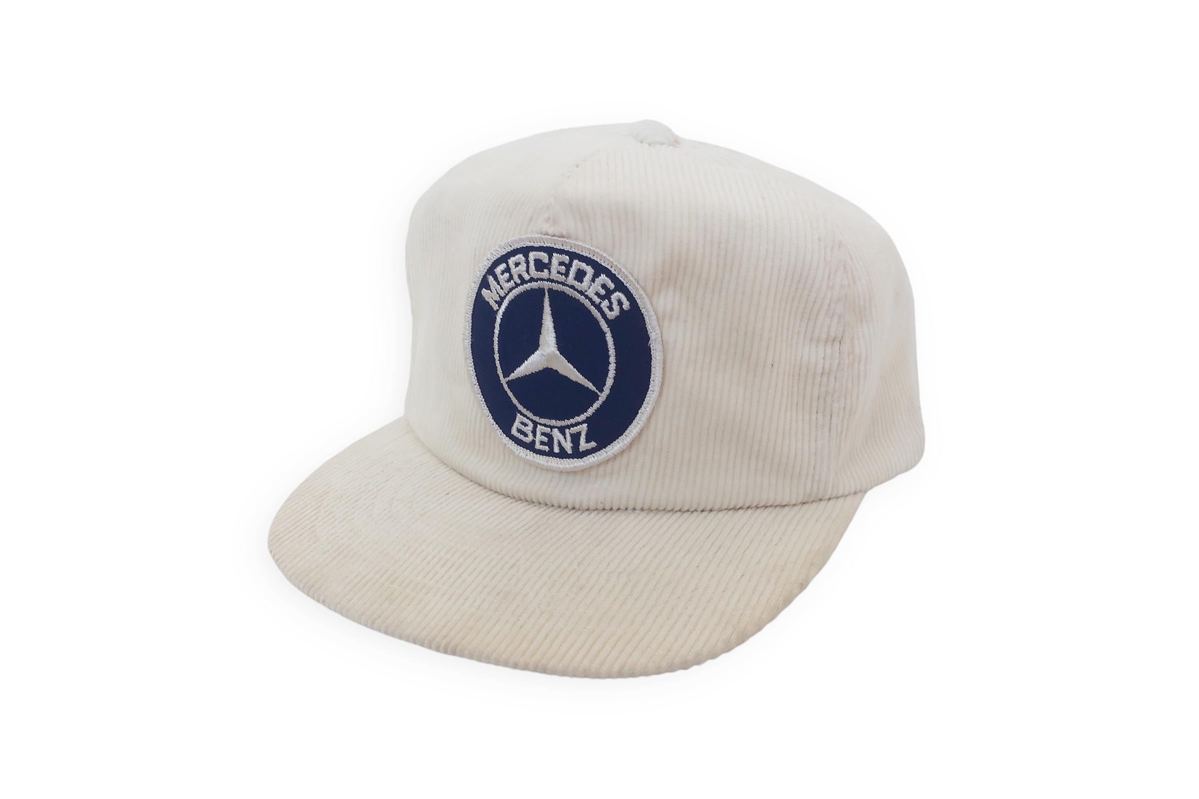 Mercedes Benz hat corduroy snapback 1990s Mercedes Benz white snapback  corduroy hat cap