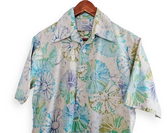 Vintage aloha-skjorta / 70-tals surfskjorta / 1970-tals Surfline Hawaii blommigt omvänt tryck pullover aloha hawaiianskjorta stor