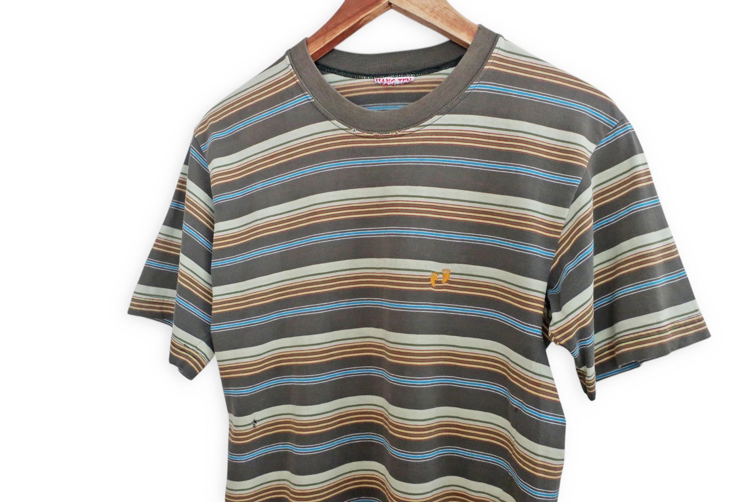 トップス 90s OLD Hang ten Striped fade street Vintage Striped Shirt / Hang Ten Shirt / 1990s Hang Ten Green
