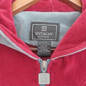 Givenchy jacket / velour track jacket / 1980s Givenchy velour track jacket hoodie Medium image 4