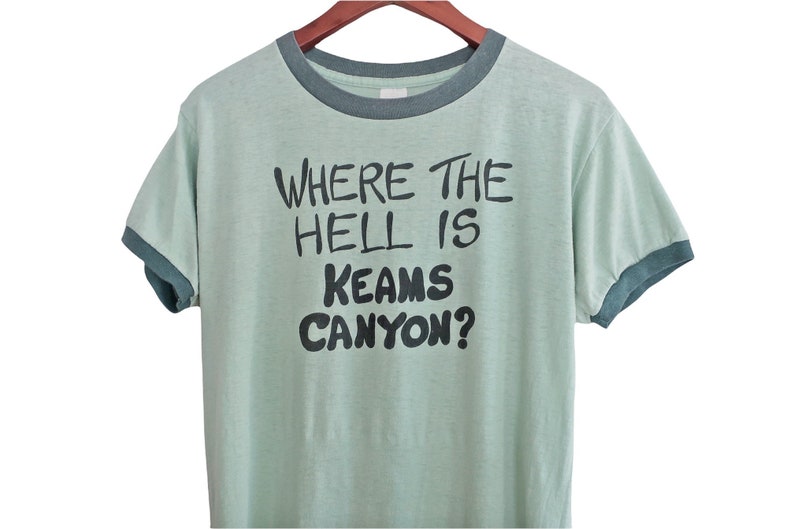 Arizona t shirt / 70s t shirt / ringer shirt / 1970s Arizona Keams Canyon green ringer hiking t shirt Small image 1