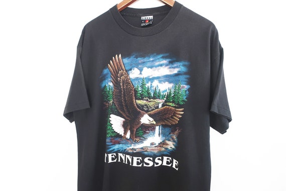 vintage eagle shirt / Tennessee shirt / 1980s Tennessee bald eagle black single stitch t shirt Large