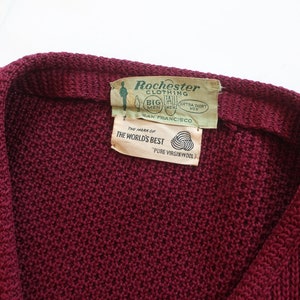 vintage cardigan / baggy cardigan / 1960s burgundy wool knit oversize grandpa Kurt Cobain cardigan XXL image 4