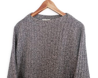 Pull en laine des années 50 / col ras du cou en tricot chiné / pull à col bateau des années 1950