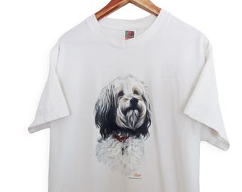 vintage t shirt / dog t shirt / 1990s dog portrait pet animal mans best friend t shirt Medium