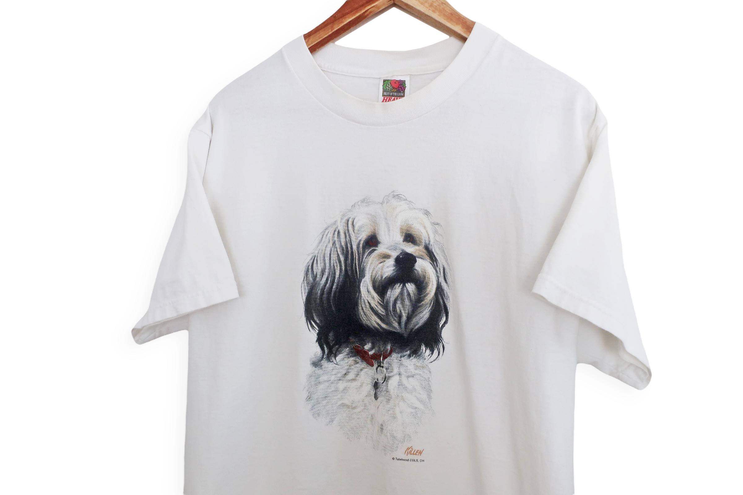 Vintage T Shirt / Dog T Shirt / 1990s Dog Portrait Pet Animal Mans 