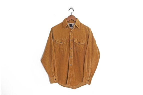 Vintage Corduroy Shirt / 60s Shirt / 1960s Towncraft Camel 