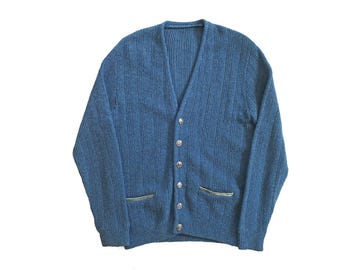 トップス 70s JC Penney fox acryl cardigan grunge Vintage 1990's Grunge Blue Kurt Cobain Cardigan 1970's The Fox