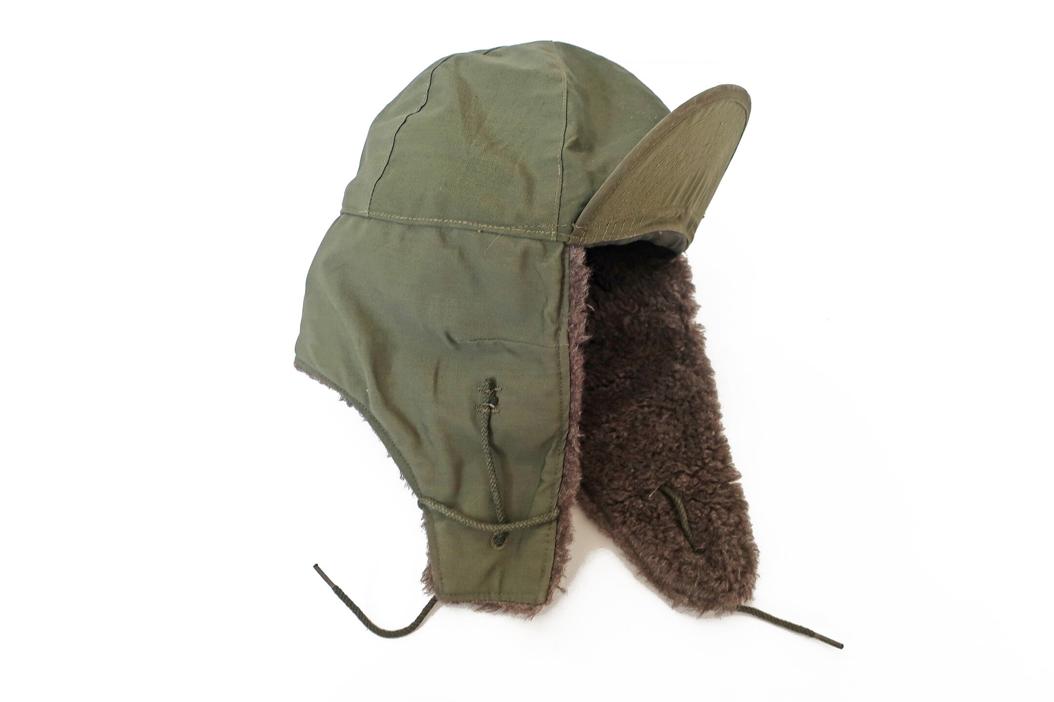 Vintage ear flap hat / field cap / 1950s US Army M51 MQ-1 OD Vintage ear flap hat / field cap / 1950s US Army M51 MQ-1 OD
