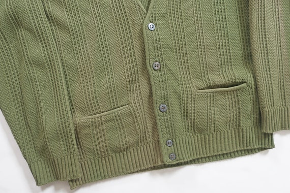 vintage cardigan / striped cardigan / 1970s sage … - image 4