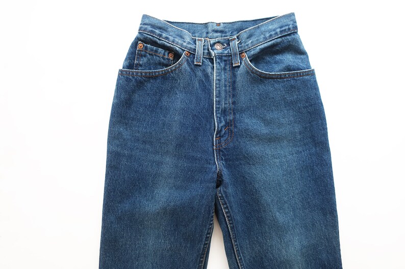 vintage Levis 501 / high waist jeans / 1980s Levis 501 raw hem dark wash high waist jeans 26 image 3