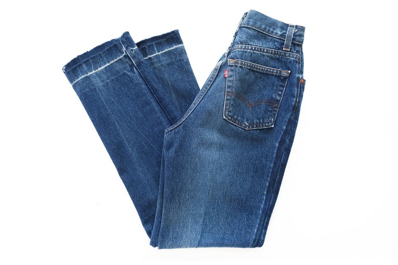 vintage Levis 501 / high waist jeans / 1980s Levis 501 raw hem dark wash high waist jeans 26 image 1