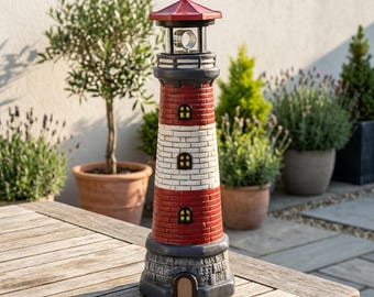 Solar Leuchtturm Garten Licht - Küsten Outdoor Ornament für Terrasse, Hof & Rasen Dekor, wasserdichte Landschaft Leuchtturm Statue