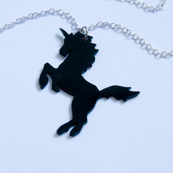 Black unicorn necklace