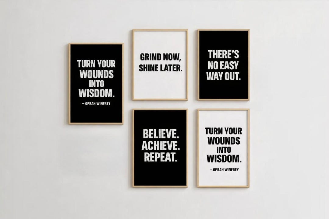 Motivational Quotes Wall Art Bundle | Minimalist Office Home Decor ...