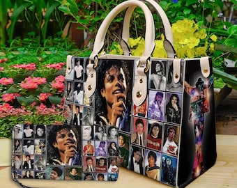 Personalized Vintage Michael Jackson Handbag & Wallet Set, King of Pop Tote Bag, MJ Fan Gift, Music Lover Purse,Custom Fashion Bag for Women