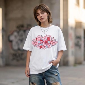 Cute Patchwork Bow PNG SVG, Coquette Ribbon Clipart, Kawaii Cherry Bow Design, Sublimation File, Girly Shirt Design, Digital Download