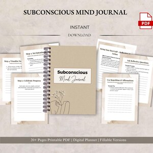 Dagboek onderbewustzijn | Dagboek manifestatie | Werkboek Herprogrammering Mindset | Pdf-planner Wet van de aantrekkingskracht