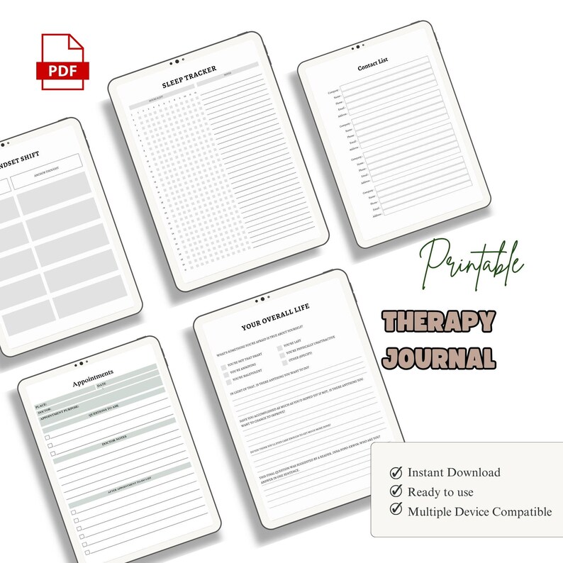 Therapy Journal Printable | Mental Health Journal | CBT Workbook | Self ...
