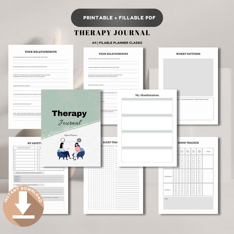 Therapy Journal Printable | Mental Health Journal | CBT Workbook | Self ...