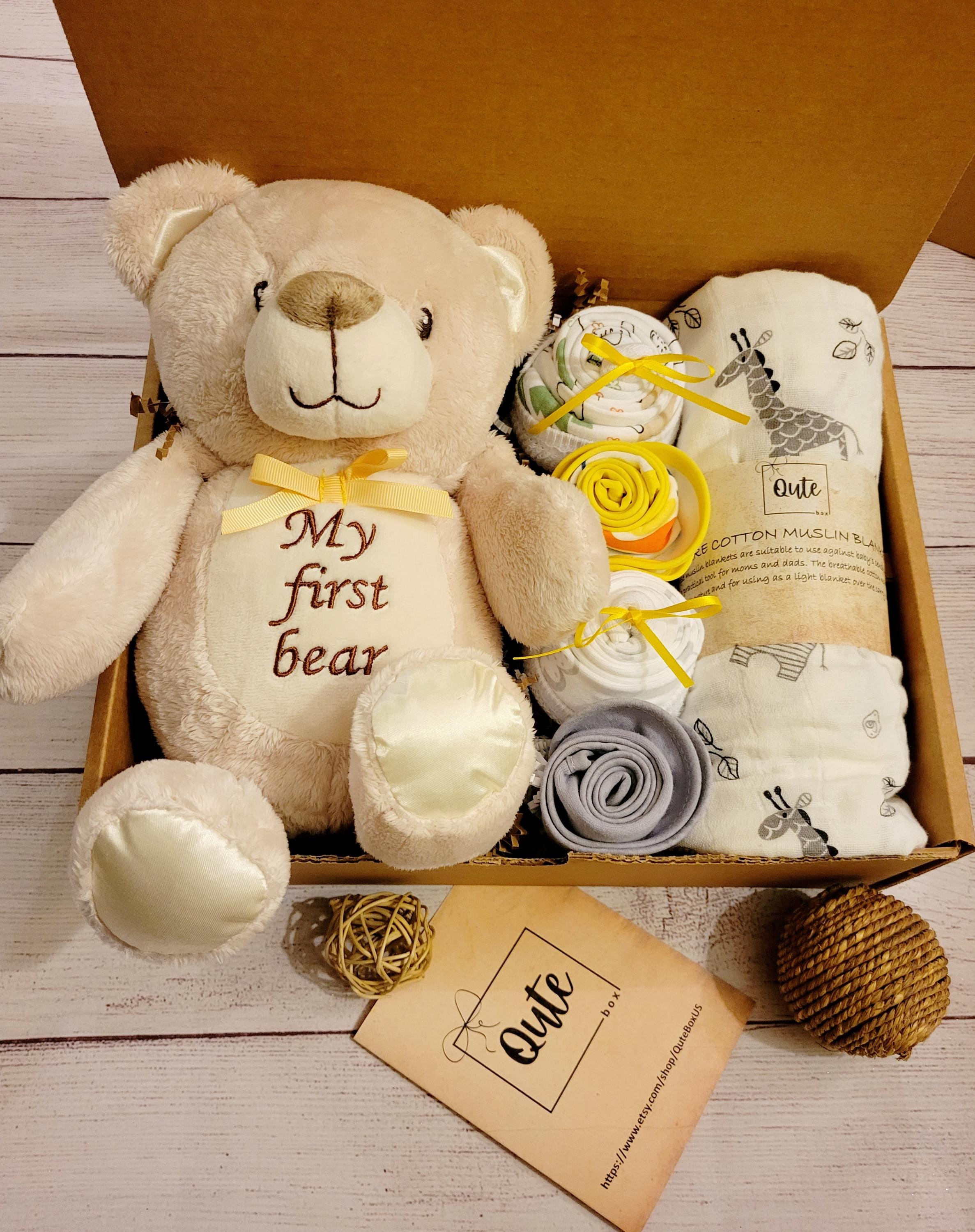 Baby Gift Box With Toy, Bodysuit Cupcakes, Bibs, and Swaddle Blanket - Etsy