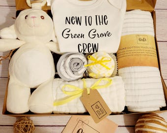 Custom Baby Gift Box, Bodysuit, Plush Toy, Swaddle Blanket, Baby Shower Present