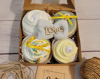 Baby Cupcake Bodysuit Gift Box, Unisex Newborn Essentials Set