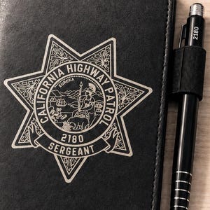 Leather Pocket Notebook, Custom Engraved CHP California Highway Patrol, Personalized Gift, Tactical Field Notepad for Him Daily Patrol Use