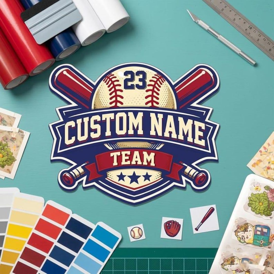Custom Baseball Logo Sticker, Personalized Baseball Team Decal With ...