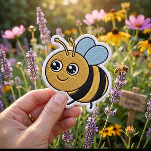 Parche bordado de abejorro, aplique de insecto de dibujos animados, accesorio para chaqueta, mochila o sombrero