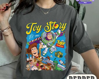 Vintage Pixar Toy Story 5 Shirt, Woody Buzz Lightyear Lilypad Shirt, Comfort Colors Lilypad Toy Story Shirt, Wdw Movie Characters Tee