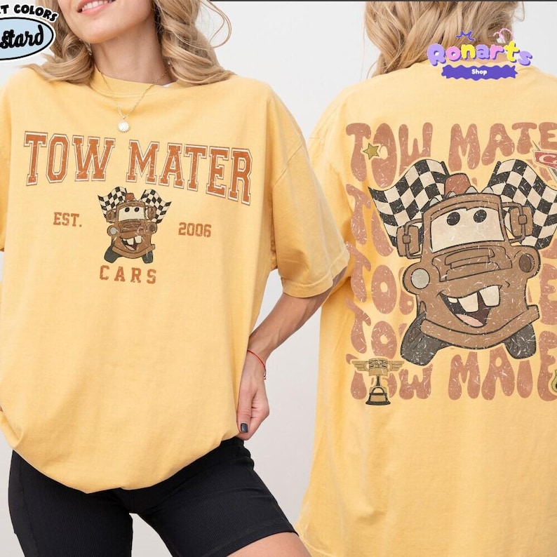 Comfort Colors Vintage Custom Pixar Cars Shirt, Lightning McQueen Mater Radiator Springs, Disneyland Family Tee, Disneyland Trip 2026 Tee immagine 3