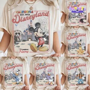 Retro All Characters Disneyland shirts, Mickey and Friends Disneyland 2026 Trip, Disneyland Family Vacation Matching Tee image 1
