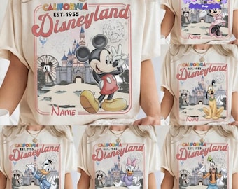 Retro All Characters Disneyland shirts, Mickey and Friends Disneyland 2026 Trip, Disneyland Family Vacation Matching Tee