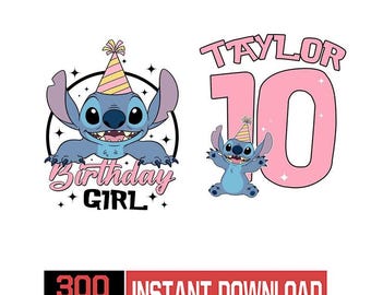 Imagen PNG personalizada de Stitch para cumpleañera, viaje familiar a juego para cumpleaños, imagen PNG de cumpleaños de Stitch, cumpleaños de Lilo y Stitch en Disneyland