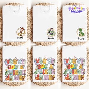Custom Toy Story Family Matching Shirts, Personalized Woody Shirt, Jessie Rex Slinky Alien Matching Group Tees, Buzz Lightyear Shirt image 1
