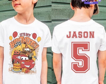 Custom Disneyland Cars Birthday Boy Shirt Lightning McQueen Birthday Shirt Personalized Jersey Birthday Tee Birthday Party Comfort Colors